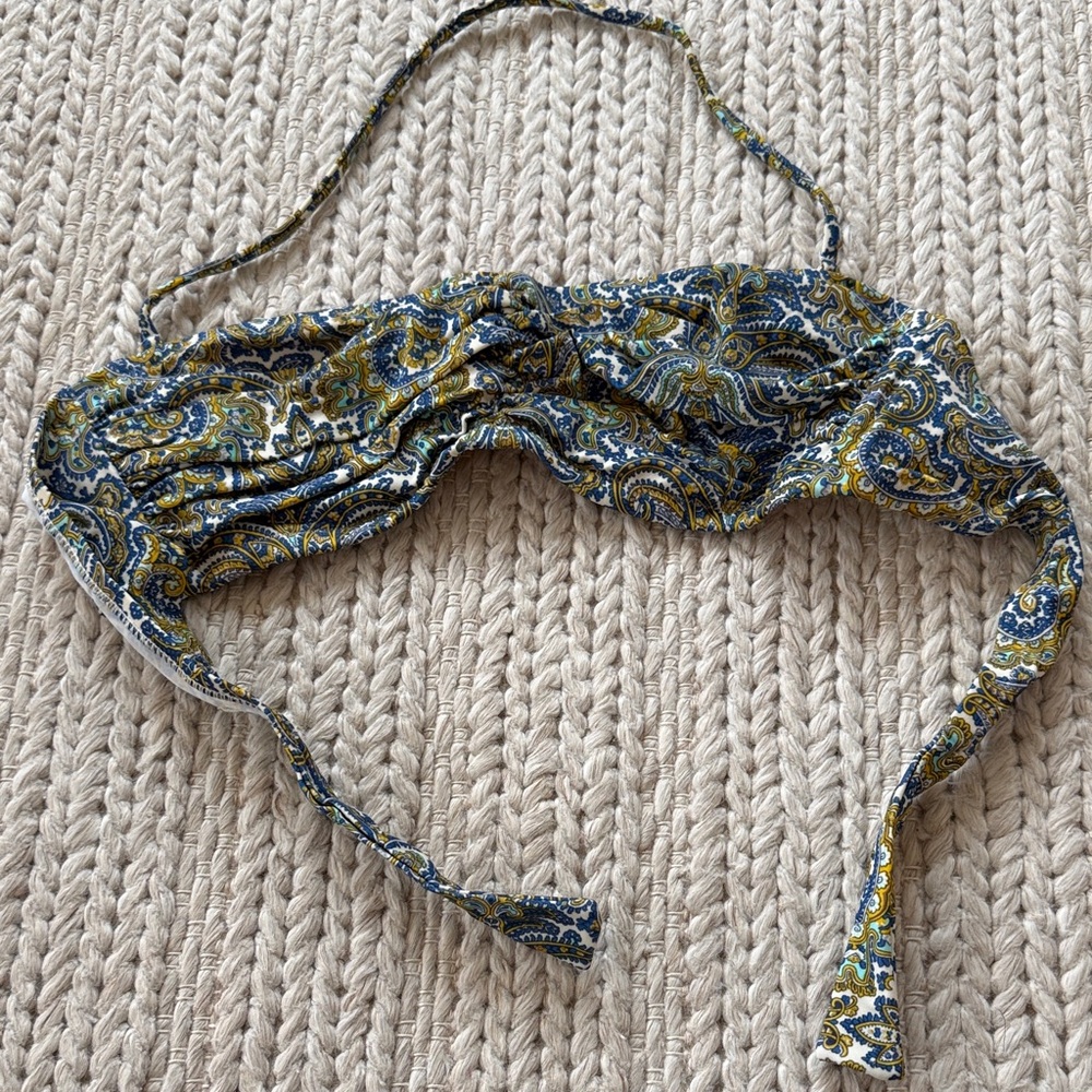 J Crew paisley bandeau bikini top